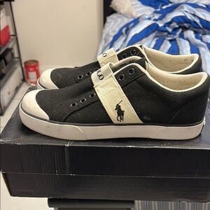 Polo by Ralph Lauren Black and White Boat Shoes